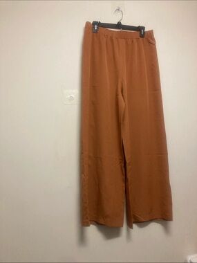 SHEIN/2 piece Women's Rust V-Neck Button Front Blouse with wide leg pants
